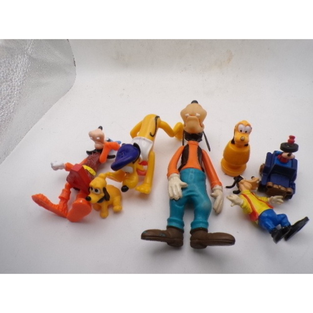 Vintage Disney Goofy and Pluto Figure Lot Articulated PVC Toy Collection 7pc